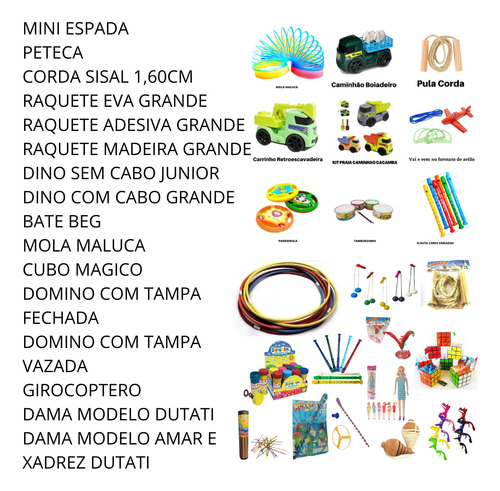 Cubo Mágico Pega Varetas Mola Maluca Dominó Corda Pião