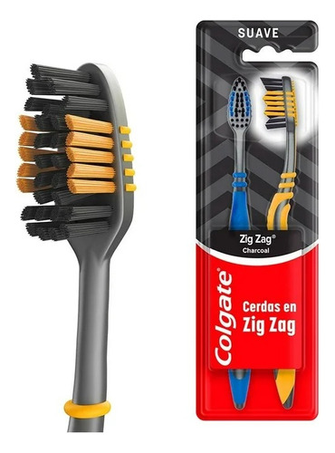 5 Pzas Cepillo Dental Colgate Zig Zag Charcoal Cerdas Suaves