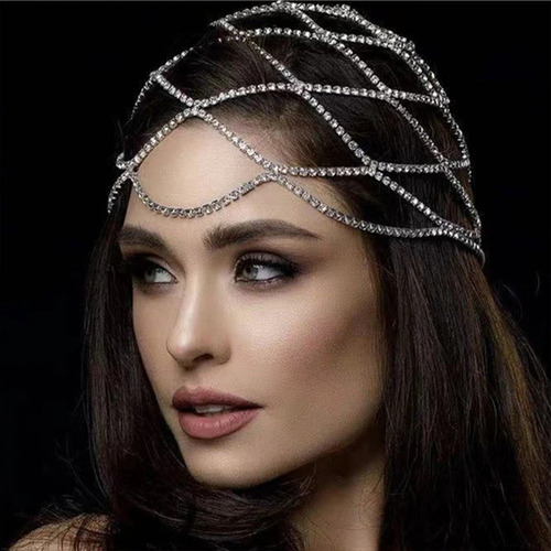 Diadema Cabeza Gorro Hueco De Malla De Diamantes De Imitació