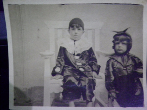 Fotografia Antigua Postal Niños Disfraz Arlequin Abeja 1920