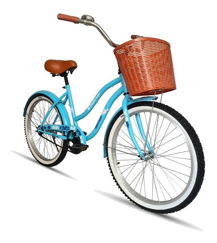 Bicicleta de paseo femenina Black Panther Vintage Cruiser  2020 R26 Único 1v freno contrapedal color azul con pie de apoyo