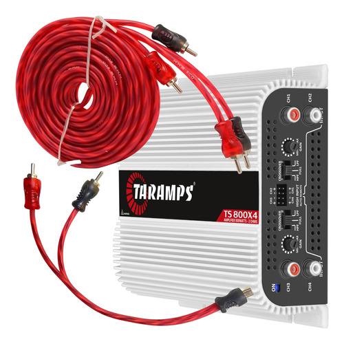 Modulo Taramps Ts800x4 Cabo Rca 5m Cabo Y 2m/1f Kx3 Vermelho Cor Branco