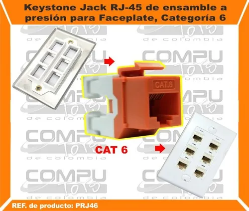 Zprj46 Keystone Rj45 Categoria 6 Para Faceplate Computoys