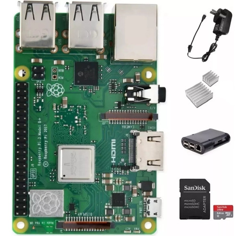 Kit Raspberry Pi 3b+ Uk Completo Con Microsd 64gb Emakers