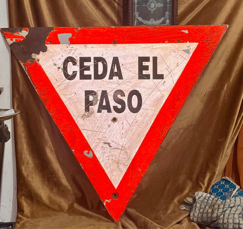 Cartel Chapa Antiguo Ceda El Faso Década De 90, Enorme. 90cm