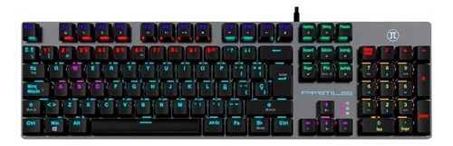 Teclado gamer Primus Ballista90T QWERTY Primus Red español España color gris con luz 8 colores