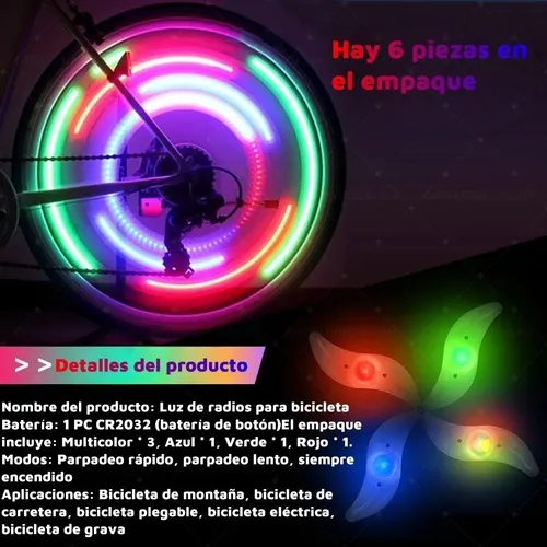 Zl Kit De 6 Luzes Para Bicicleta Aro Multicolor 4 Cores