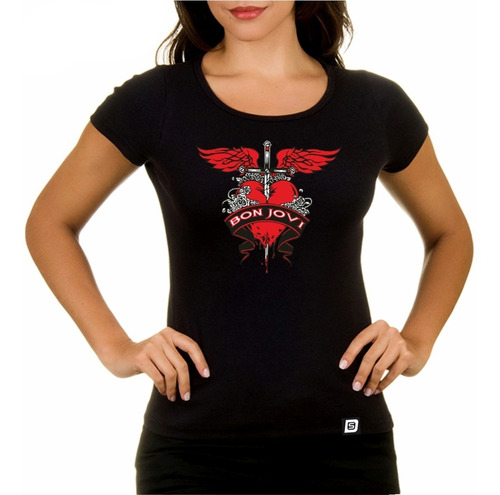 Remeras Mujer Bon Jovi 10 Premium Algodon  Digital Stamp 10