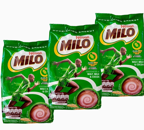 3 Bolsas De Chocolate Milo En Polvo Bolsa De 400g C/u