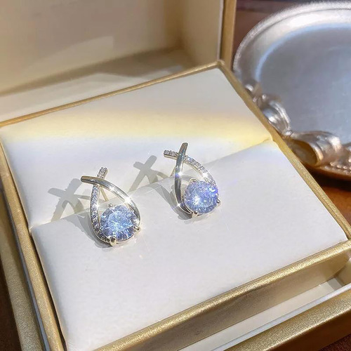 Pendientes En L Con Forma De Sirena, Altos, Circonitas Incru