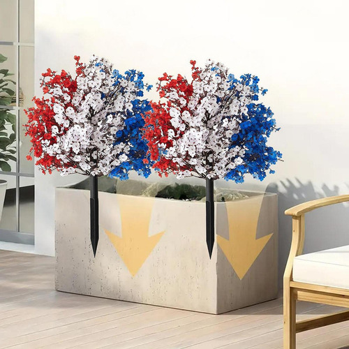 Red White And Blue Flowers Artificial Realistic Decorative