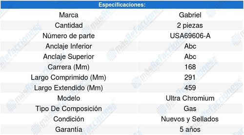 Par Amortiguadores Traseros Grand Voyager V6 3.3l 00-07