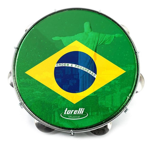 Pandeiro 10 Torelli Bandeira Do Brasil Corcovado - Amarelo