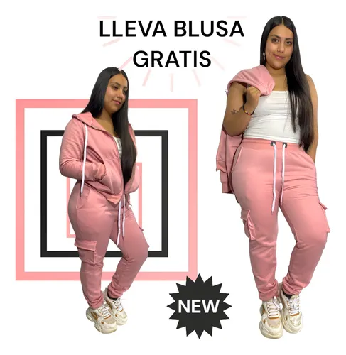Conjunto Dama Chaqueta, Jogger + Blusa Gratis En Algodon