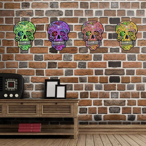 Imagen 3 de 3 de Cuadros Decorativos Calavera Mexicana Violeta 22x30cm