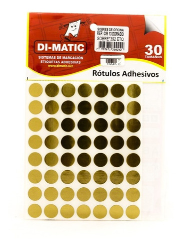 Rotulo Adhesivo Redondo 13 Dorado Dimatic