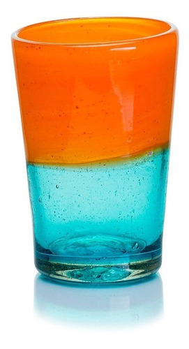 Imagen 1 de 4 de Vaso Agua Naranja Conico Vidrio Soplado Artesanal 12 Pack