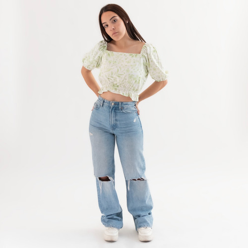 Imagen 1 de 6 de Blusa Nano, Lino Estampado Sienna #e4523