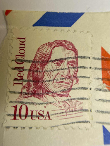 Sello Postal Usa Nube Roja Jefe Sioux 1986