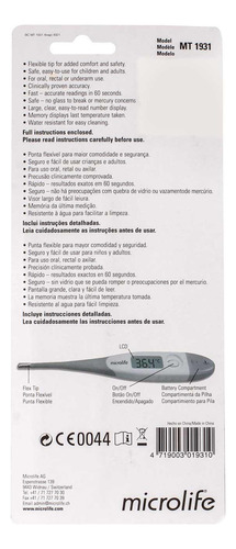 Termometro Digital Punta Flexible Mt 1931 - Microlife