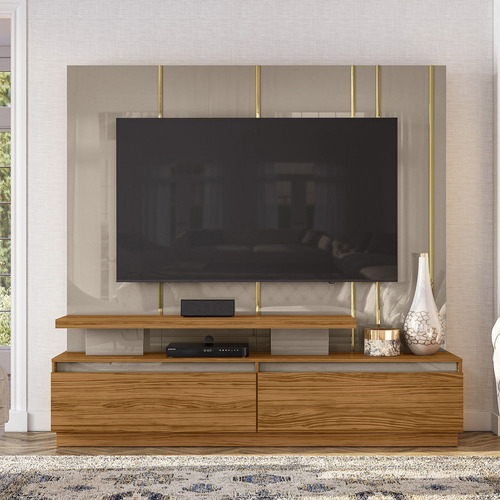 Estante Home Teather Apolo Para Tv Até 75' - Madetec Cor Fendi/naturale