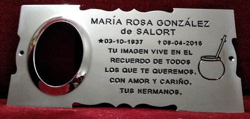 Placa Recordatoria Cementerio 25x12 Mate + Foto Exterior