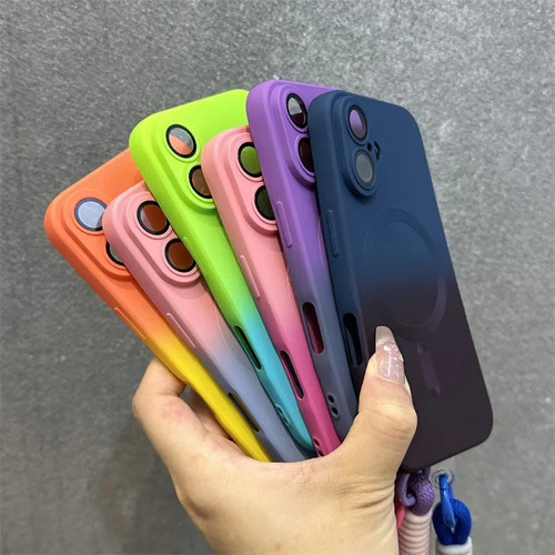 Funda Case Para iPhone Magsafe De Gradiente Uso Rudo + Correas