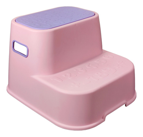 Degrau Infantil Duplo Antiderrapante Até 90kg Cor Rosa-claro Rosa