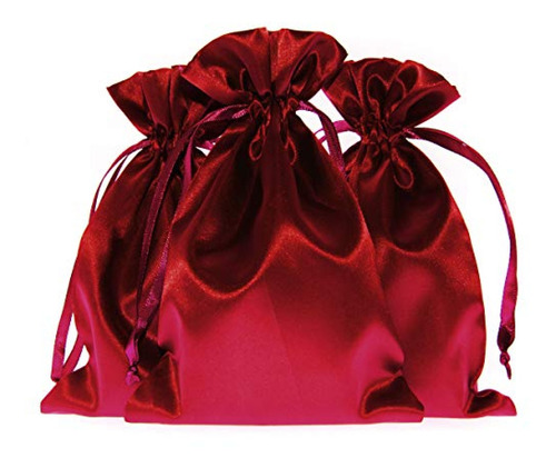 Bolsas De Regalo De Color Vino Satinado De 6  X 9  Knitial,