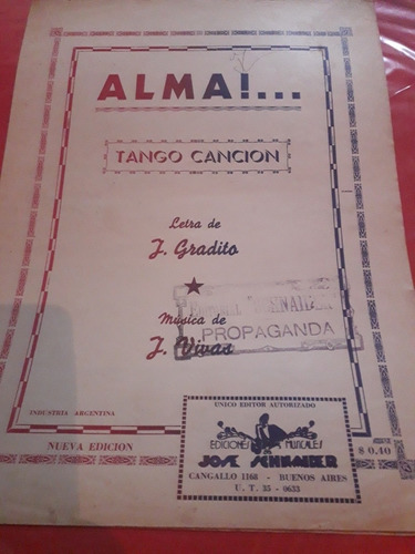 Partitura Musical Alma Tango Gerónimo Granito Julio Vivas