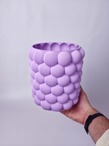 Maceta Grande Plastico Diseño Globitos N15 20x17 Violeta Burbujas