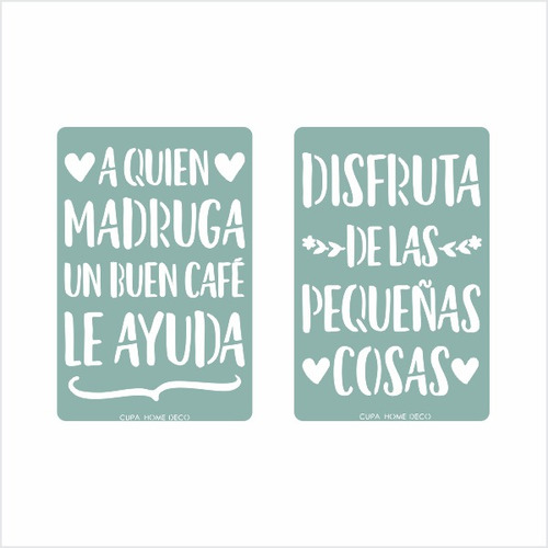  Kit 2stencil Frases Decorativos Mueble Arte Pintura 20x30cm