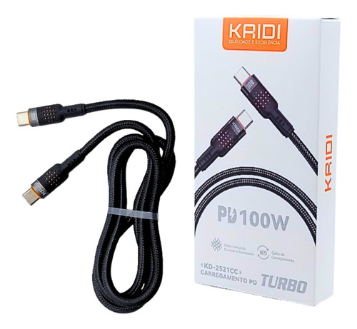 Cabo Tipo C Turbo Reforçado 100w Blindado Nylon Super Rapido