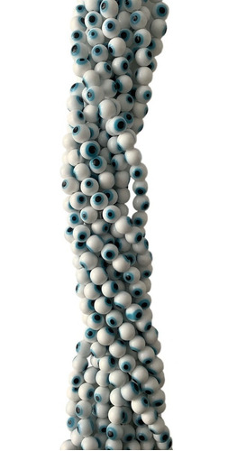 Hilo Ojo Turco Bola 10 Mm Blanco Con Azul , 1 Hilo , 38 Pza