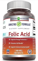 Comprar Acido Fólico 1000mcg Americano Puro 250 Tabletas