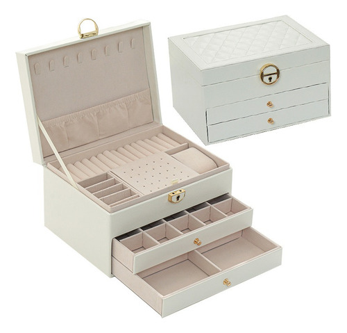 Joyero Caja De Joya Dos Capas Tipo Maleta Organizador Joyas
