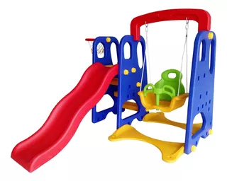 Resbaladera Tobogán Columpio Básquet Para Niños Juego 3 En 1