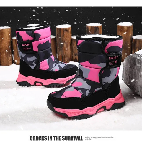 Botas De Nieve De Camuflaje Impermeables Cálidas Para Invier