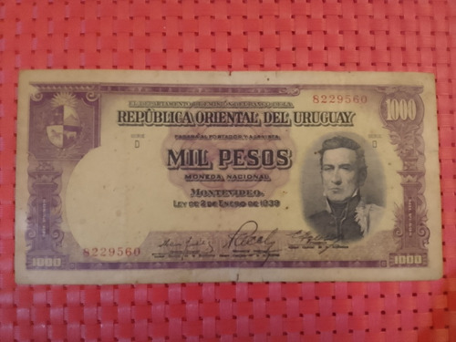 Billete De 1000 Pesos Uruguay Artigas 1939