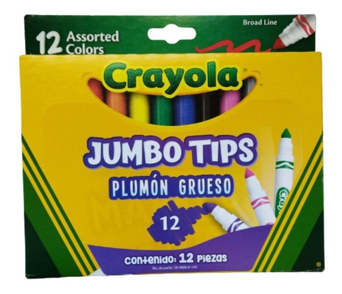 Jumbo Tips Crayola Plumón Grueso 12 Piezas