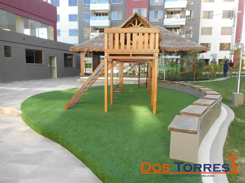 Imagen 10 de 11 de 78.500$us Venta-25.000$ Anticretico, Cómodo Y Nuevo Departamento En Condominio Con Areas Verdes
