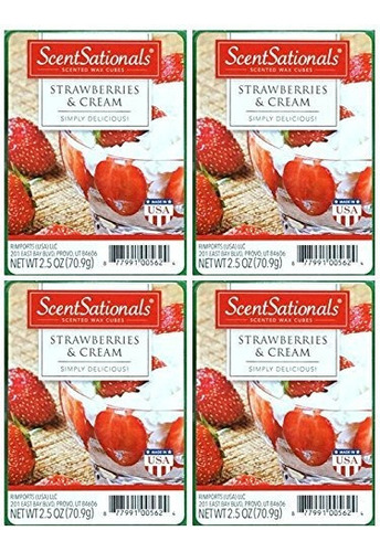 Scentsationals Fresas Y Crema Cera Cubos  4pack