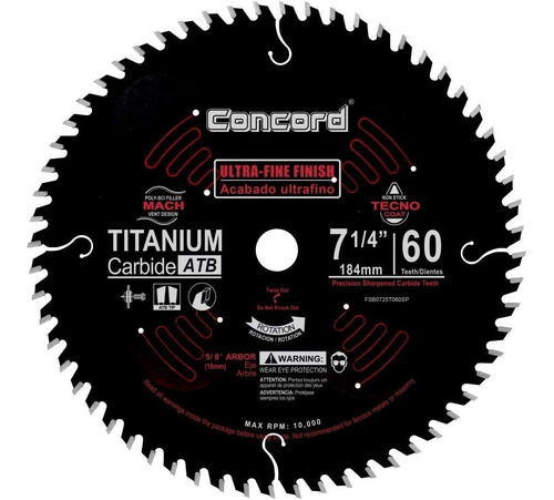 Disco Concord Para Sierra Circular 7-1/4 60 Dientes