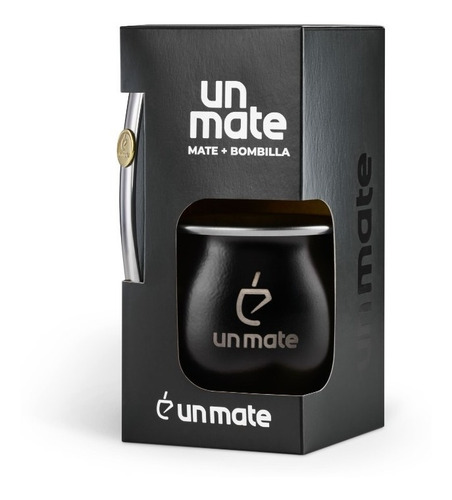 Un Mate Acero - Negro + Bombilla