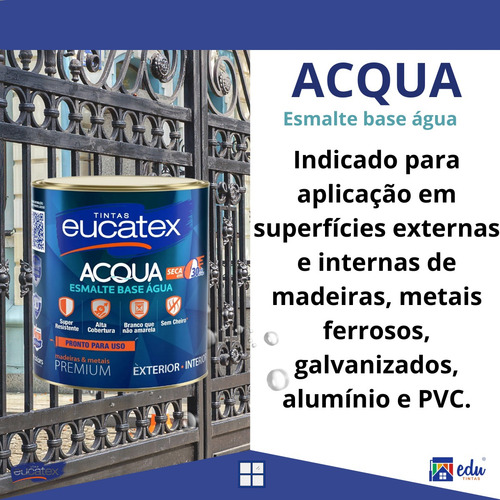 Tinta Esmalte Base Água Eucatex Acqua Fosco 900ml Quartinho