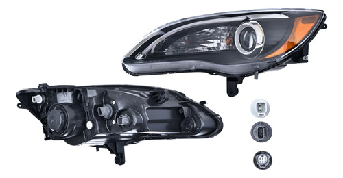 Faro Chrysler 200 2012-2014 Leds Fondo Negro C/foco Depo Izq