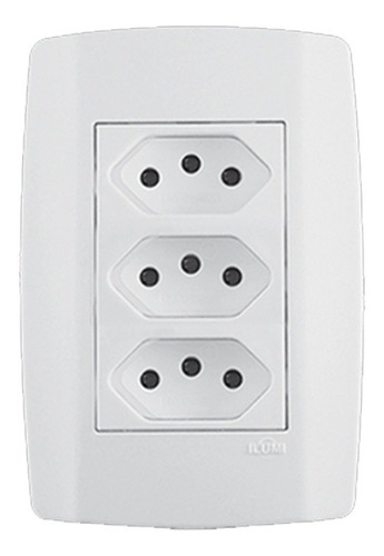 Imagem 1 de 2 de Tomada Slim Tripla Monobloco 10a - Ilumi