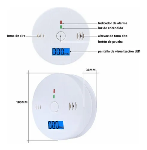 2pcs Alarma Detector De Gas Y Humo Monoxido De Carbono