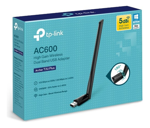 Receptor Wifi Usb Tplink Dual Band Ac600 Archer T2u Plus