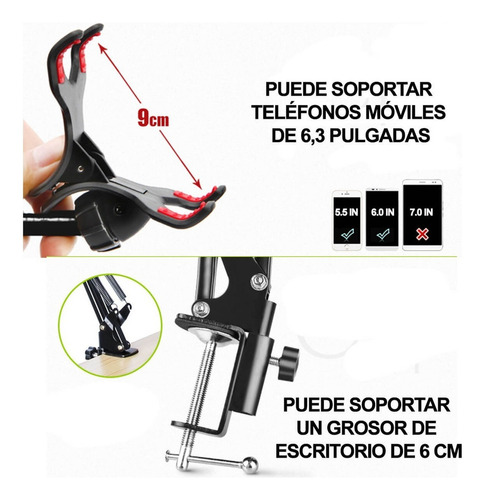 - Soporte Flexible Pinza Microfono Celular Flexible